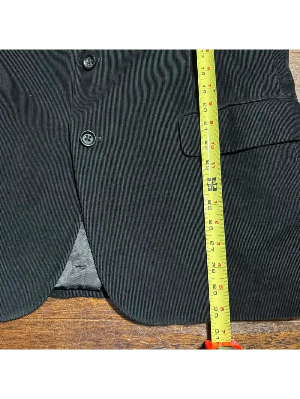 Stafford Men's Black Corduroy Suit Jacket Sport Coat with Elbow Patches 44R EUC